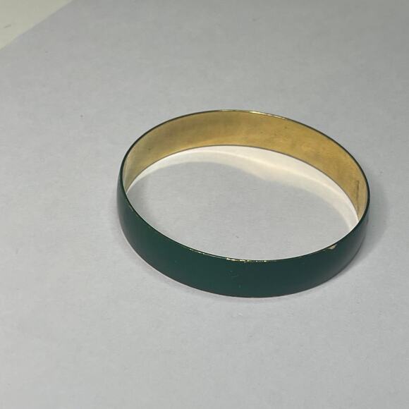 bangle bracelet deep green enamel costume jewelry - Picture 6 of 9